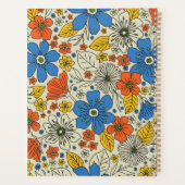 Retro Blue, Geel en Oranje Floral Planner (Achterkant)