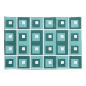 Retro Blue Geometric Squares Pattern Kussensloop (Achterkant-Rechts)