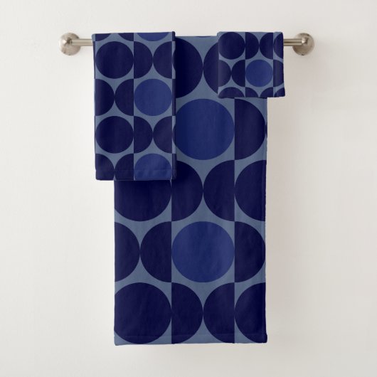 Retro Blue geometrisch Bad Handdoek (Insitu)