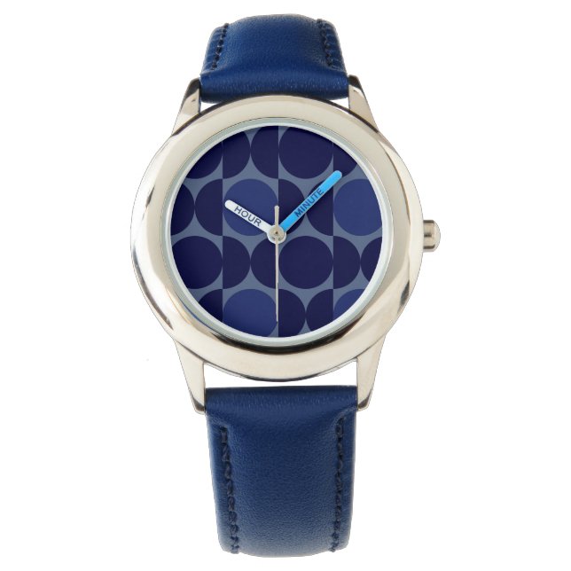 Retro Blue geometrisch Horloge (Voorkant)