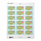 Retro Blue Gestreepte Ice Cream Custom Adresetiket Etiket (Full Sheet)