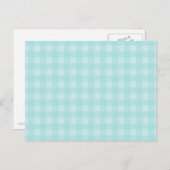 Retro Blue Gingham Checkered Pattern Achtergrond Briefkaart (Voorkant / Achterkant)
