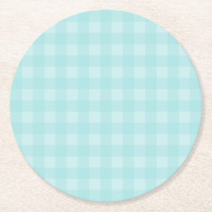 Retro Blue Gingham Checkered Pattern Achtergrond Ronde Kartonnen Onderzetter