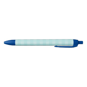 Retro Blue Gingham Checkered Pattern Achtergrond Zwarte Inkt Pen