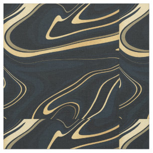 Retro Blue Golf Swirl Liquid Painting Design Stof