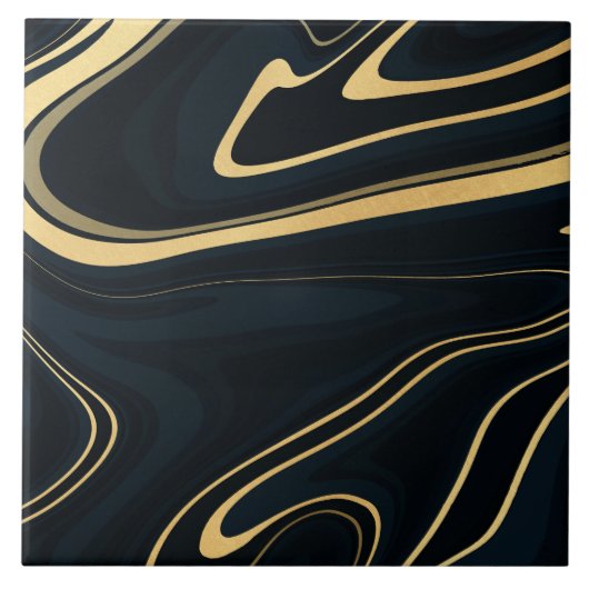 Retro Blue Golf Swirl Liquid Painting Design Tegeltje (Voorkant)