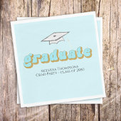 Retro Blue Graduation Party Aangepaste lunch Servet