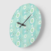 Retro Blue-Green Atomic Age Pattern-klok Grote Klok (Hoek)