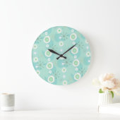 Retro Blue-Green Atomic Age Pattern-klok Grote Klok (Huis)