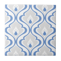 Retro Blue Grey Abstract Pattern Decorative Tile