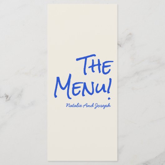 Retro Blue Hand Written Drawn Wine Wedding Menu  (Dos)