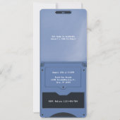 Retro Blue Handheld Gaming II Birthday Invitation Kaart (Achterkant)