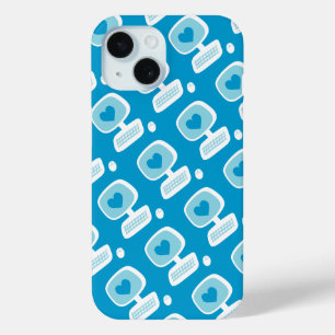 Retro Blue Heart Computer Geeky iPhone 12 Hoesje