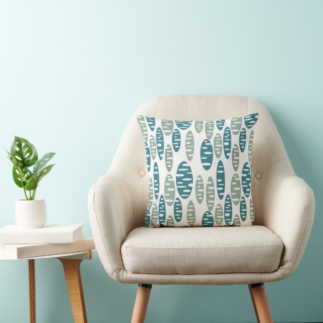 Retro Blue Holey Ovalen Kussen (Stoel)