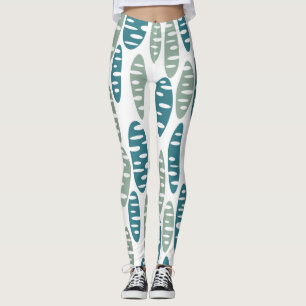 Retro Blue Holey Ovalen Leggings