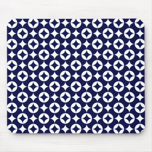 Retro Blue Interlocking Circles Geometrische overb Muismat (Voorkant)