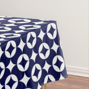 Retro Blue Interlocking Circles Geometrische overb Tafelkleed