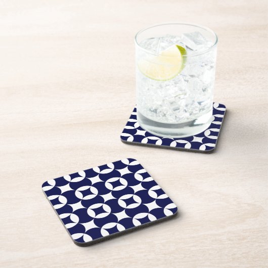 Retro Blue Interlocking Circles Verzenden geometri Bier Onderzetter (Rechterzijde)