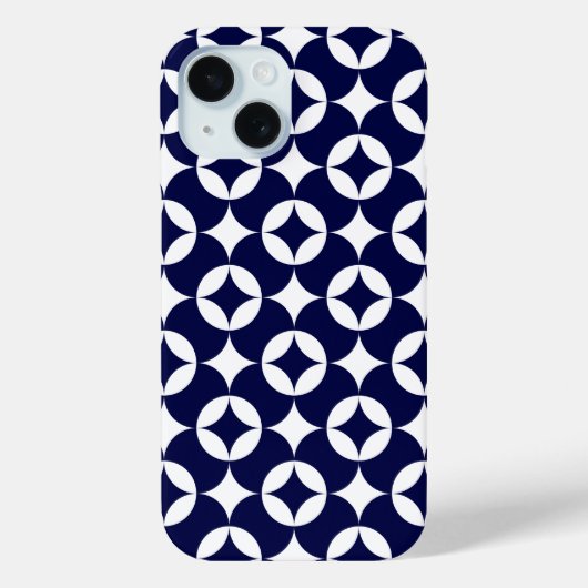 Retro Blue Interlocking cirkels geometrisch patroo Case-Mate iPhone Case (Achterkant)