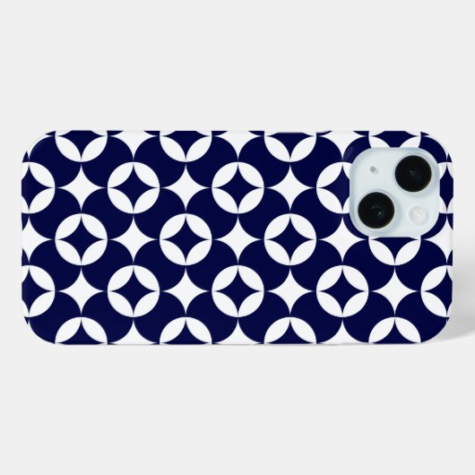 Retro Blue Interlocking cirkels geometrisch patroo Case-Mate iPhone Case (Achterkant (horizontaal))