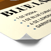 Retro Blue Lagoon Cocktail Recipe Artwork Poster (Hoek)