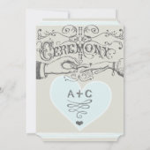 Retro Blue Mint Mr en Mrs Typography Wedding Kaart (Achterkant)