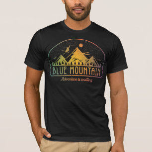 Retro Blue Mountain Ski Avontuur wacht T-shirt