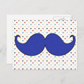 Retro Blue Mustache Mustache Briefkaart (Voorkant / Achterkant)