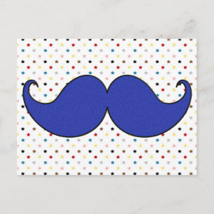 Retro Blue Mustache Mustache Briefkaart