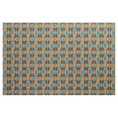 Retro Blue, Oranje en bruin Stof (Fat Quarter)