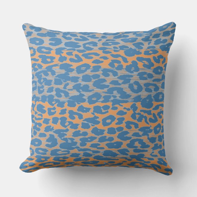 Retro Blue Oranje leopard Print Skin Kussen (Voorkant)