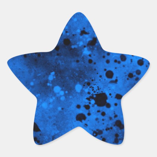 Retro Blue Paint Splatter Star Sticker (Voorkant)