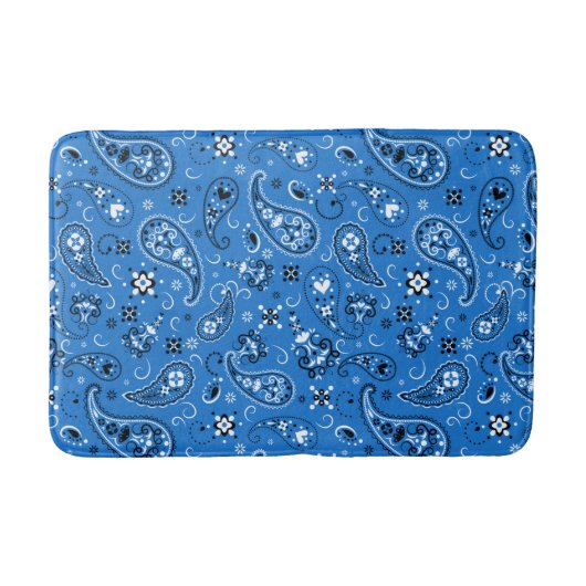 Retro Blue Paisley Bandana Pattern Badmat (Voorkant)
