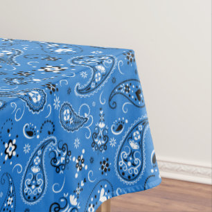 Retro Blue Paisley Bandana Pattern Tafelkleed