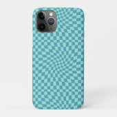 Retro Blue Pastel Warped Checkerboard Case-Mate iPhone Case (Achterkant)