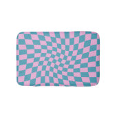 Retro Blue Pink Afgevuurde Checkerboard gecontrole Badmat (Voorkant)