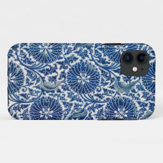 Retro Blue Poppy Ming Dynasty China Case-Mate iPhone Case (Achterkant (horizontaal))
