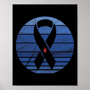 Retro Blue Ribbon Diabetes Awareness Poster