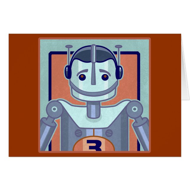 Retro Blue Robot Kinder (Voorkant Horizontaal)