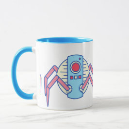 Retro Blue Robot Spider Walker Illustratie Mok