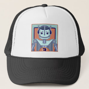 Retro Blue Robot Trucker Pet