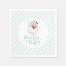 Retro Blue Santa Baby kerst baby shower