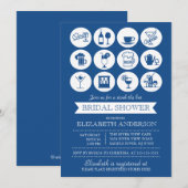 Retro Blue Stock the Bar Bridal Shower Invitation (Devant / Derrière)