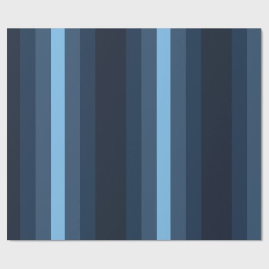 Retro Blue Striped Wrapping Paper Cadeaupapier (Vlak)