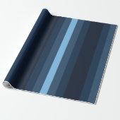 Retro Blue Striped Wrapping Paper Cadeaupapier (Uitgerold)