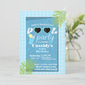 Retro Blue Summer Pool Birthday Kaart (Staand voorkant)