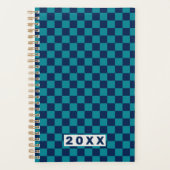 Retro Blue Teal Checkerboard 2026 (Devant)