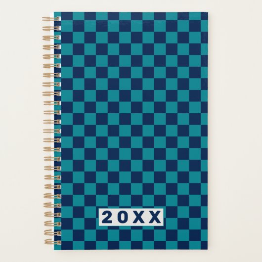 Retro Blue Teal Checkerboard 2026 (Devant)