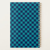 Retro Blue Teal Checkerboard 2026 Planner (Achterkant)