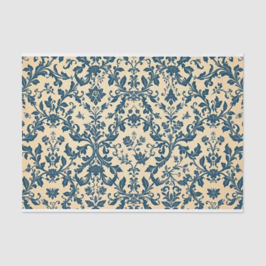 Retro Blue toile de jouy Tissuepapier (Voorkant)